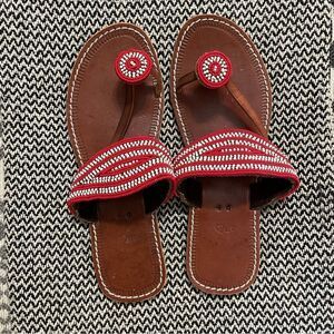 Boho Rafiki Red Beaded Sandals Sz-40/9